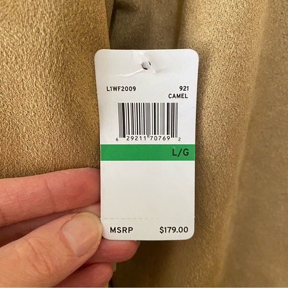 Laundry by Shelli Segal sz L Tan Faux Suede Jacket with Snap Closure Tie Waist - Picture 11 of 14